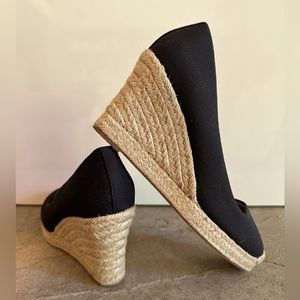 NEW J. Crew Seville Espadrille Wedges in Black Canvas